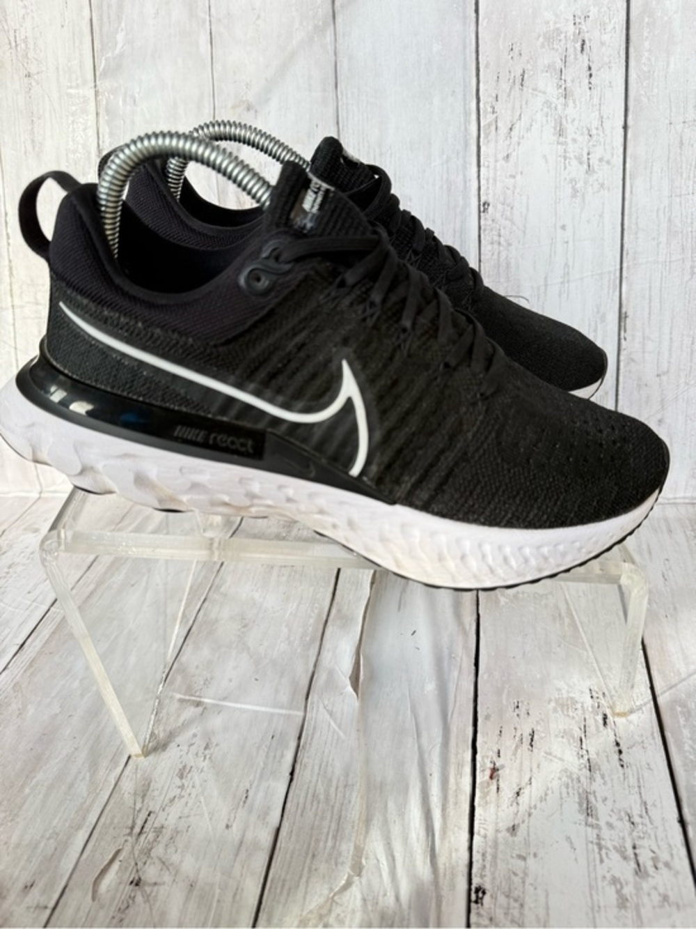 Nike Black and White React Running Shoes